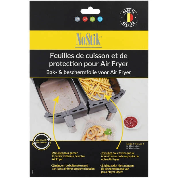 NoStik Herbruikbaar Bakpapier Airfryer Dual PFAS-vrij 2 Stuks 1 NoStik Herbruikbaar Bakpapier Airfryer Dual PFAS-vrij 2 Stuks