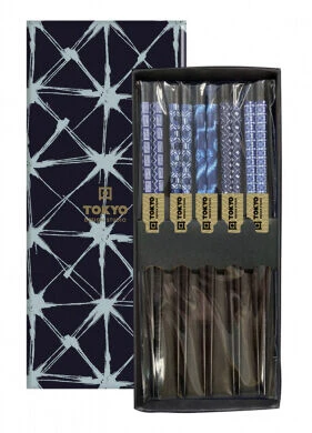 Oldenhof Eetstokjes 22,5 Cm Hout Blue Mixed Designs 5 Stuks 1 Oldenhof Eetstokjes 22,5 Cm Hout Blue Mixed Designs 5 Stuks