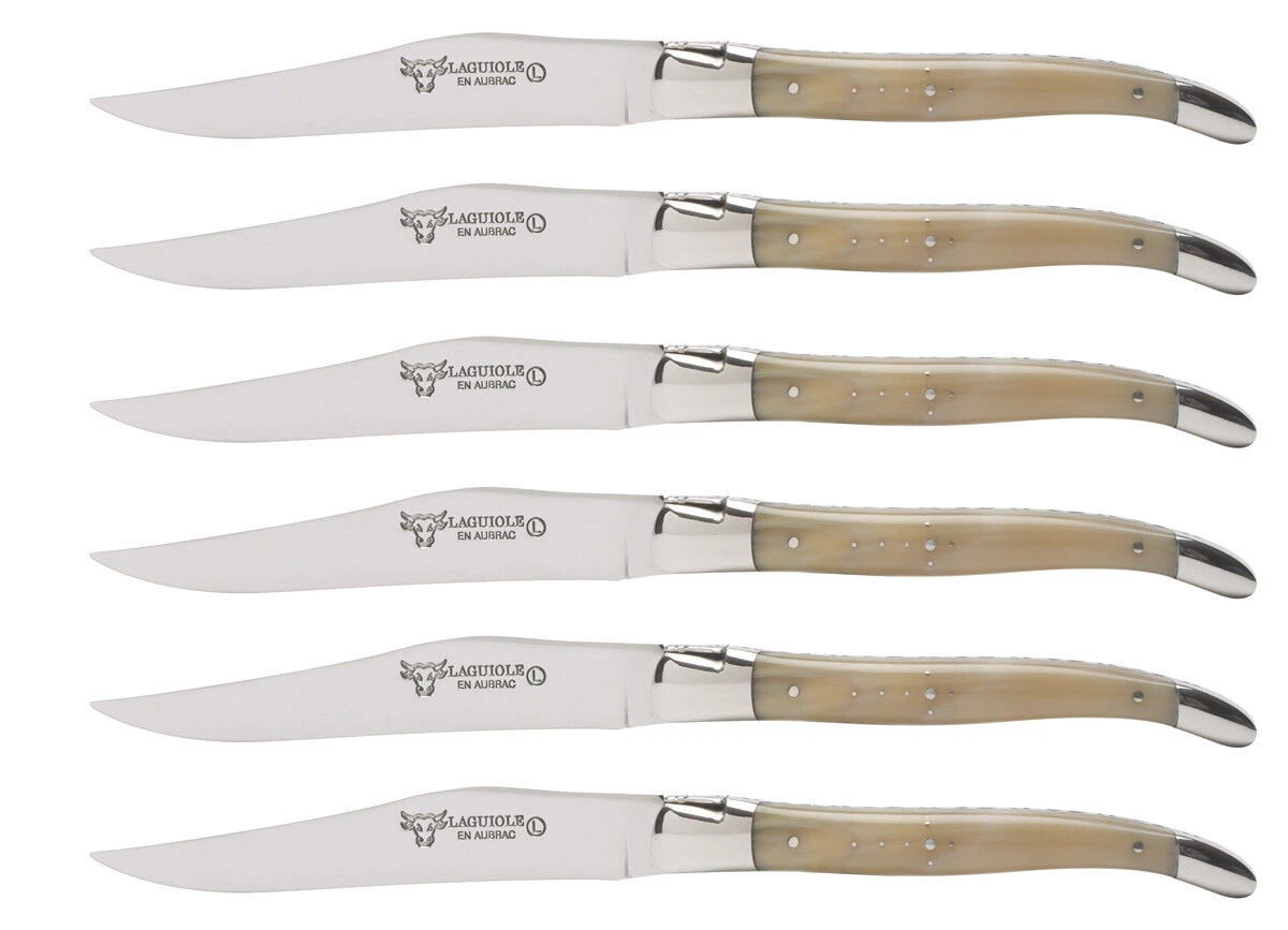 Laguiole En Aubrac Shepherd's Cross Steakmes 11,5 Cm Hoorn 6 Stuks 1 Laguiole En Aubrac Shepherd's Cross Steakmes 11,5 Cm Hoorn 6 Stuks