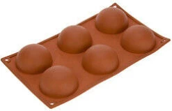 Silikomart Bakvorm 6 Halve Bollen ø 6 Cm Silicone Bruin