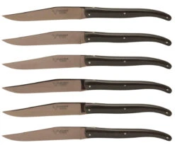 Laguiole En Aubrac Steakmes 11,5 Cm Titanium Paperstone Donkerbruin 6 Stuks