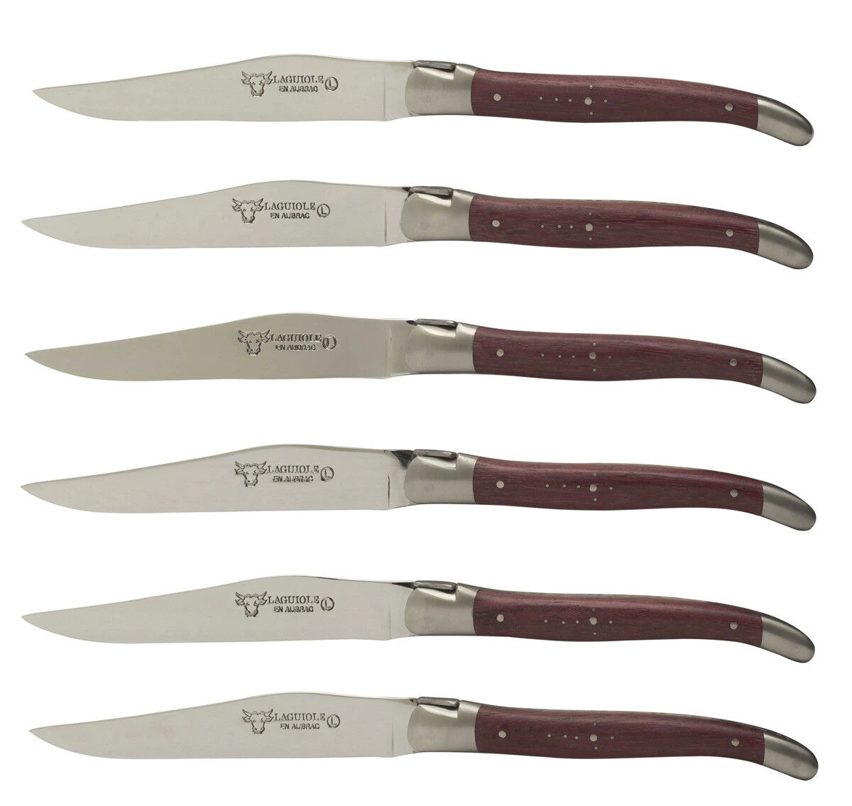 Laguiole En Aubrac Steakmes 11,5 Cm Amarant Rood 6 Stuks 1 Laguiole En Aubrac Steakmes 11,5 Cm Amarant Rood 6 Stuks