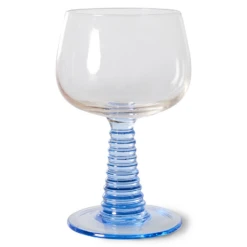 HK Living Swirl AGL4484 Wijnglas ø 8,5 Cm Glas Blauw