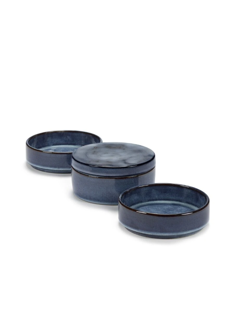 Serax Pure Kommenset Met Deksel ø 14 Cm H 15 Cm Keramiek Dark Blue Glazed 3-delig 4 Serax Pure Kommenset Met Deksel ø 14 Cm H 15 Cm Keramiek Dark Blue Glazed 3-delig - Afbeelding 4