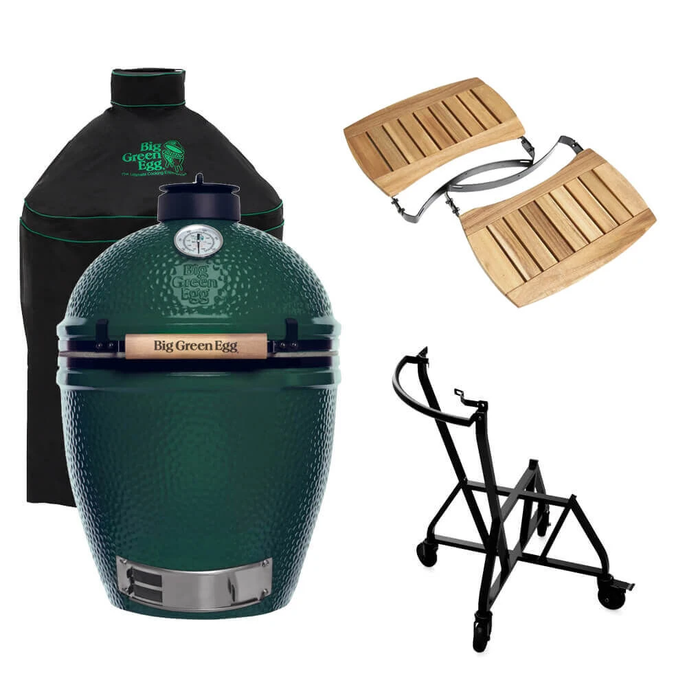 Big Green Egg Large Barbecue ø 47 Cm Keramiek Groen Met IntEGGrated Nest, Handler, Acaciahouten Zijtafels En Hoes 1 Big Green Egg Large Barbecue ø 47 Cm Keramiek Groen Met IntEGGrated Nest, Handler, Acaciahouten Zijtafels En Hoes