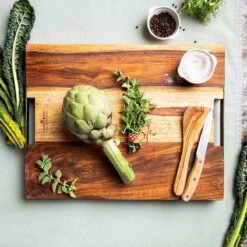 Bowls And Dishes Rose Wood Serveerplank Met Metalen Handvatten 50 X 40 Cm -Kook Winkel bowls and dishes rose wood serveerplank met metalen4 2