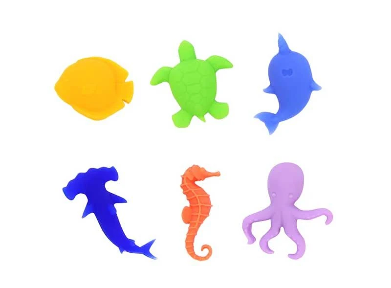 Winkee Sea Animals Glass Markers Silicone 6 Stuks 2 Winkee Sea Animals Glass Markers Silicone 6 Stuks - Afbeelding 2
