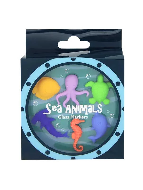 Winkee Sea Animals Glass Markers Silicone 6 Stuks 1 Winkee Sea Animals Glass Markers Silicone 6 Stuks