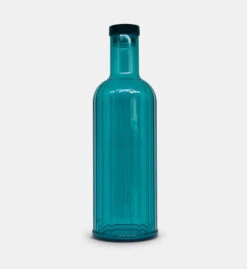 Oldenhof Plissé Fles Met Dop 1 L Kunststof Turquoise