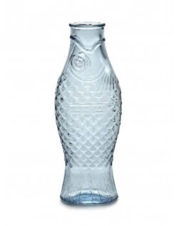 Serax Fish & Fish Fles 1 Liter Glas Blauw
