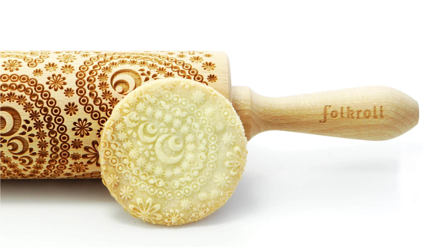 Folkroll Paisley Deegroller 43 Cm Beukenhout 2 Folkroll Paisley Deegroller 43 Cm Beukenhout - Afbeelding 2