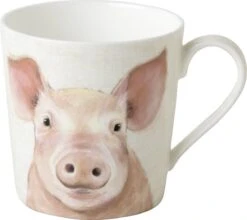 Ihr Farm Pig Beker 350 Ml Porselein Cream