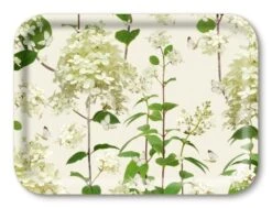 Jamida Hortensia Dienblad 27 X 20 Cm Hout Wit/groen