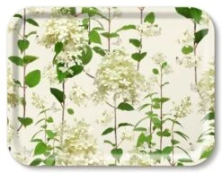 Jamida Hortensia Dienblad 43 X 33 Cm Hout Wit/groen