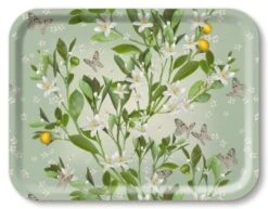 Jamida Sinaasappel Bloesem Dienblad 43 X 33 Cm Hout Groen