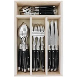 Jean Dubost Laguiole Bestekset Zwart 24-delig