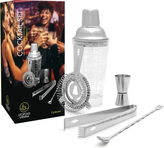 Leopold Abouriou Cocktail Set Rvs 5-delig 1 Leopold Abouriou Cocktail Set Rvs 5-delig