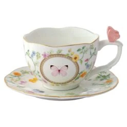 Oldenhof Dancing Butterflies Theekop Met Schotel 240 Ml Porselein