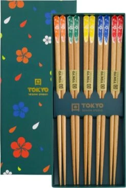 Oldenhof Eetstokjes Cubes Hout Flower Turquoise 22,5 Cm 5