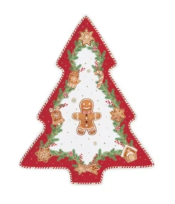 Oldenhof Fancy Gingerbread Serveerbord Kerstboom 25,5 X 20,5 Cm Porselein