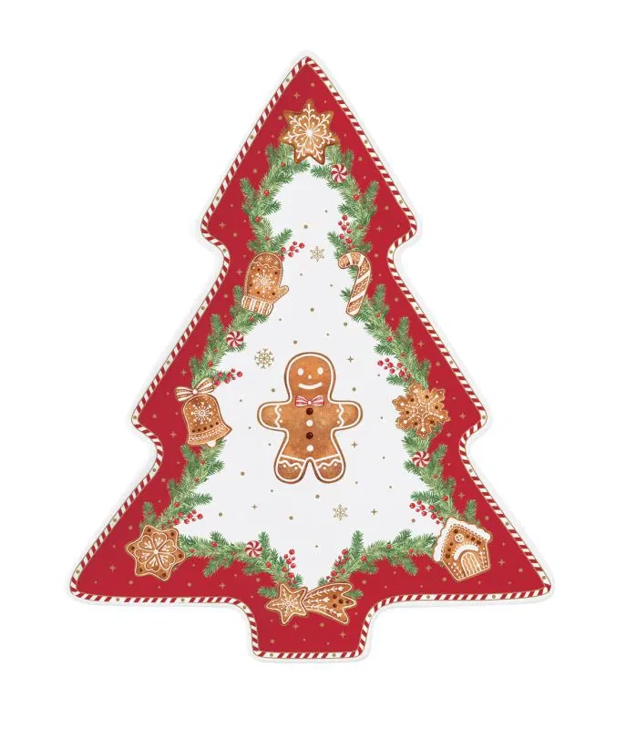 Oldenhof Fancy Gingerbread Serveerbord Kerstboom 25,5 X 20,5 Cm Porselein