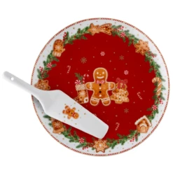 Oldenhof Fancy Gingerbread Taartset Porselein 2-delig