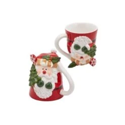 Oldenhof Kerstman Upside Down Beker 12 Cm Hoog Aardewerk Rood