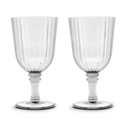 Oldenhof Plisse Glazen Op Voet 460 Ml Kunststof Transparant Set Van 2