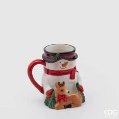 Oldenhof Sneeuwpop Met Hert 12 Cm Aardewerk