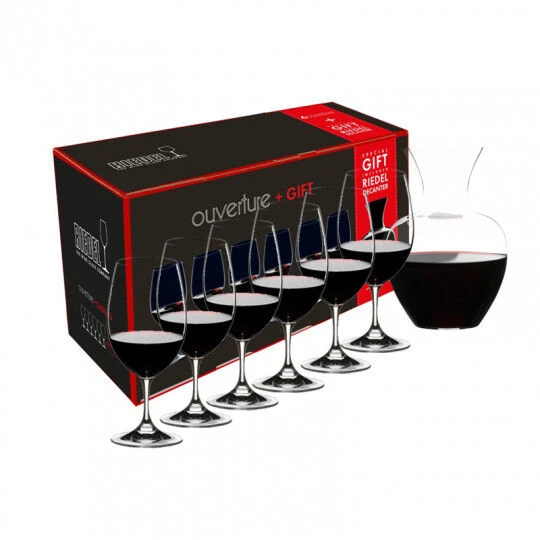 Riedel Ouverture Magnum Glazenset Met Apple Decanteerkaraf 7-delig 1 Riedel Ouverture Magnum Glazenset Met Apple Decanteerkaraf 7-delig