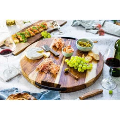 Bowls And Dishes Rose Wood Ronde Serveerplank Met Metalen Handvat ø 39 Cm -Kook Winkel rs1559 4 1