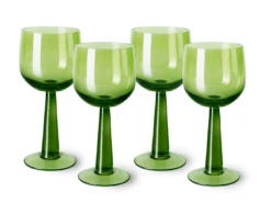 HK Living AGL4470 The Emeralds Wijnglas Lang 200 Ml Glas Groen 4 Stuks