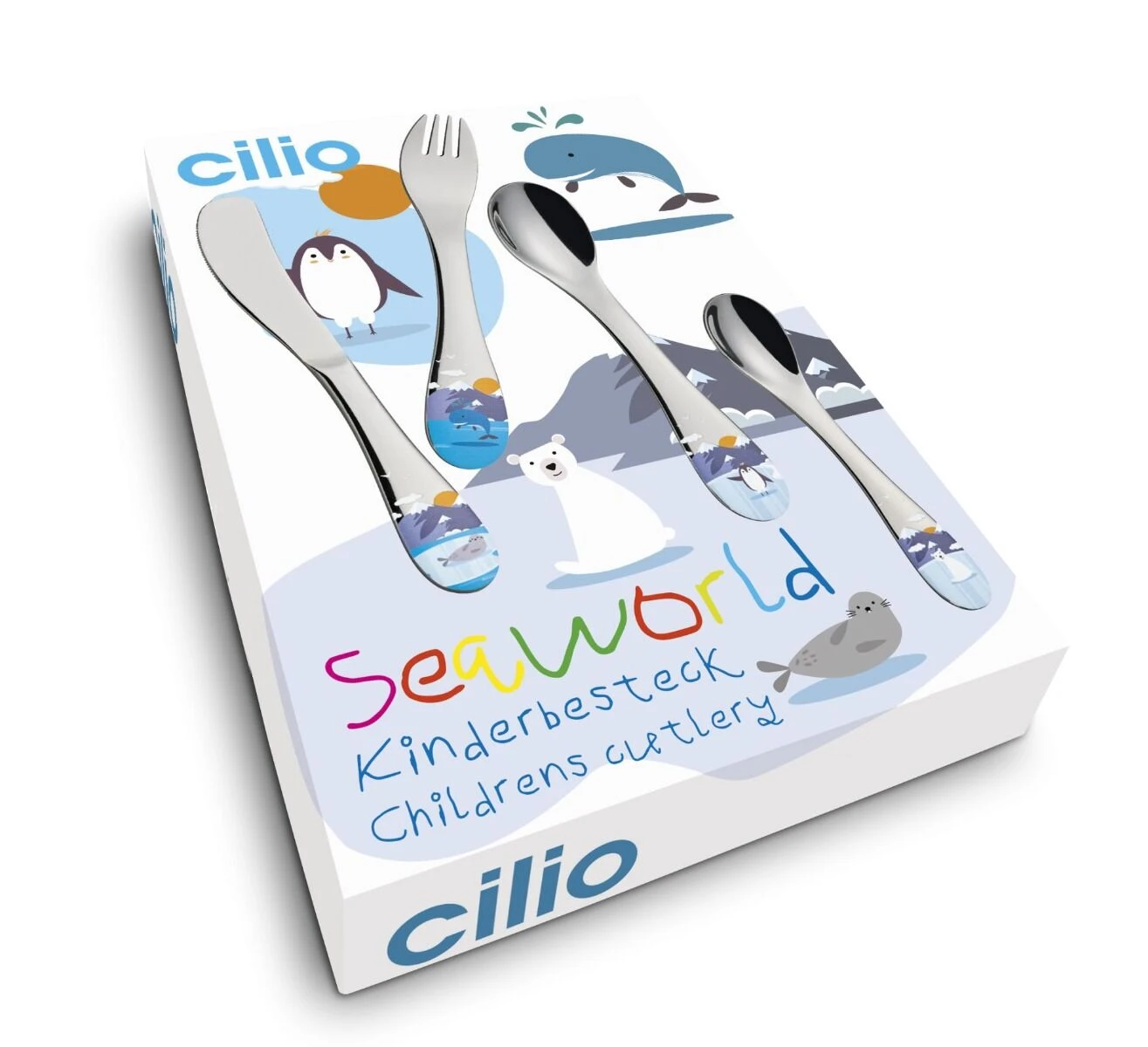 Cilio Seaworld Kinderbestek Rvs 4-delig 1 Cilio Seaworld Kinderbestek Rvs 4-delig