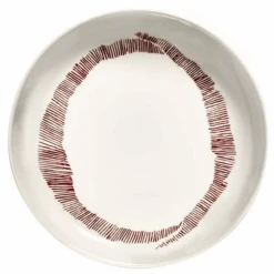 Serax Feast By Ottolenghi Hoog Bord ø 22 Cm H 4 Cm Aardewerk White + Swirl-Stripes Red