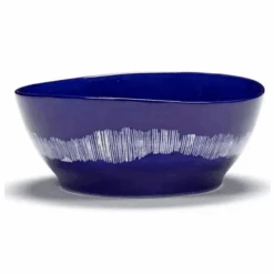 Serax Feast By Ottolenghi Kom L ø 17 Cm H 7 Cm Aardewerk Lapis Lazuli + Swirl-Stripes White