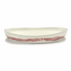 Serax Feast By Ottolenghi Serveerschaal L ø 36 Cm H 6 Cm Aardewerk White + Swirl Stripes Red