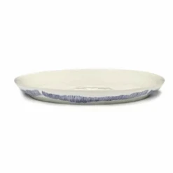 Serax Feast By Ottolenghi Serveerschaal M ø 34 Cm H 4 Cm Aardewerk White + Swirl Stripes Blue
