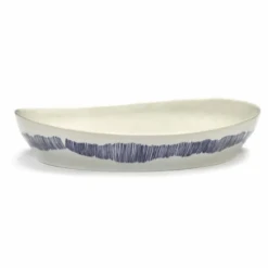 Serax Feast By Ottolenghi Serveerschaal S ø 30 Cm H 6 Cm Aardewerk White + Swirl Stripes Blue