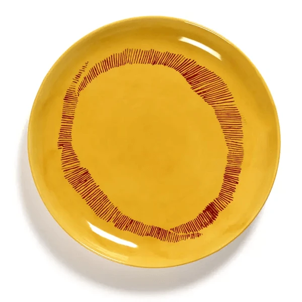 Serax Feast By Ottolenghi Bord L ø 26 Cm H 2 Cm Aardewerk Sunny Yellow + Swirl-Stripes Red