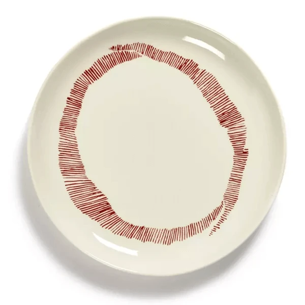 Serax Feast By Ottolenghi Bord M ø 22 Cm H 2 Cm Aardewerk White + Swirl-Stripes Red