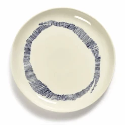 Serax Feast By Ottolenghi Serveerbord ø 35 Cm H 2 Cm Aardewerk White + Swirl Stripes Blue