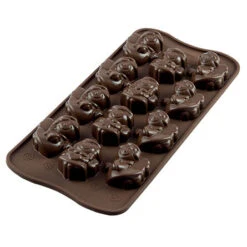 Silikomart EasyChoc Choco Angels Bonbonvorm Engelen 21 Cm Silicone Bruin