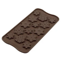 Silikomart EasyChoc Choco Frozen Bonbonvorm 14 Sneeuwvlokken Silicone Bruin
