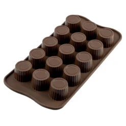 Silikomart EasyChoc Praline Bonbonvorm 15 Cilinders ø 3 Cm Silicone Bruin