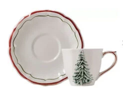 Gien Filet Noël Theekop En Schotel Keramiek