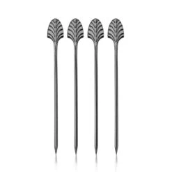 Viski Cocktailprikkers Gunmetal Art Deco 4stuks