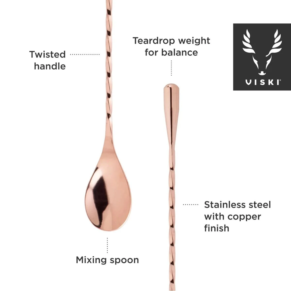 Viski Weighted Barspoon 40 Cm Copper 2 Viski Weighted Barspoon 40 Cm Copper - Afbeelding 2
